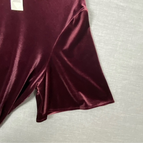 NEW Loft Velour Top Plum Short Sleeve Drawstring Waist Sz XL - Picture 4 of 9